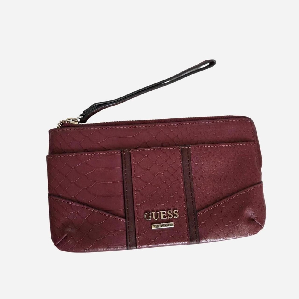 Guess Maroon and Black Wristlet